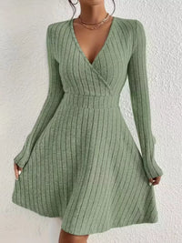 Soft Ribbed Wrap Knit Mini Dress
