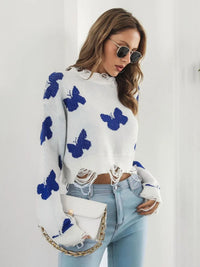 Butterfly Distressed Cropped Jumper