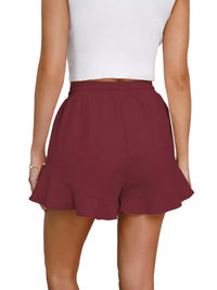 Blush Ruffle-Hem Drawstring Shorts