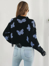 Butterfly Distressed Cropped Jumper