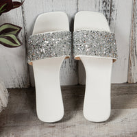Crystal Strap Flat Sandals