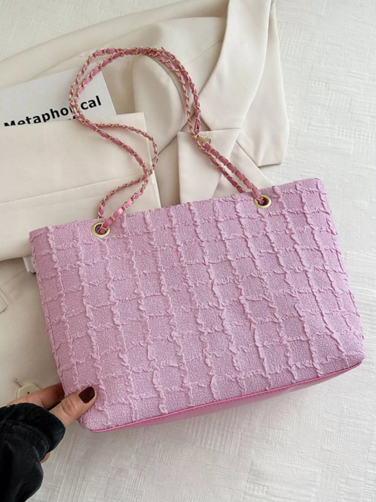 Pastel Tweed Chain Shoulder Bag