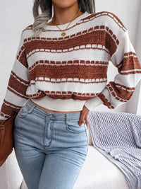 Colour-Block Cropped Knit Jumper