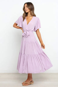 Garden Party Tie-Back Tiered Midi Dress