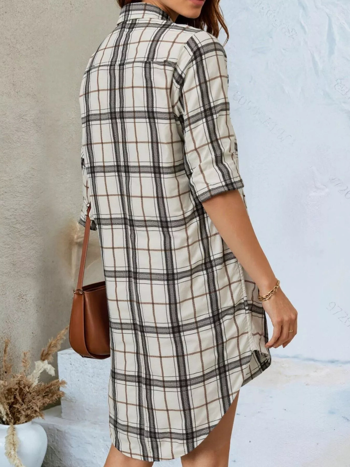 Check Button-Down Shirt Dress