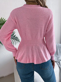 Crew-Neck Cable-Knit Peplum Jumper