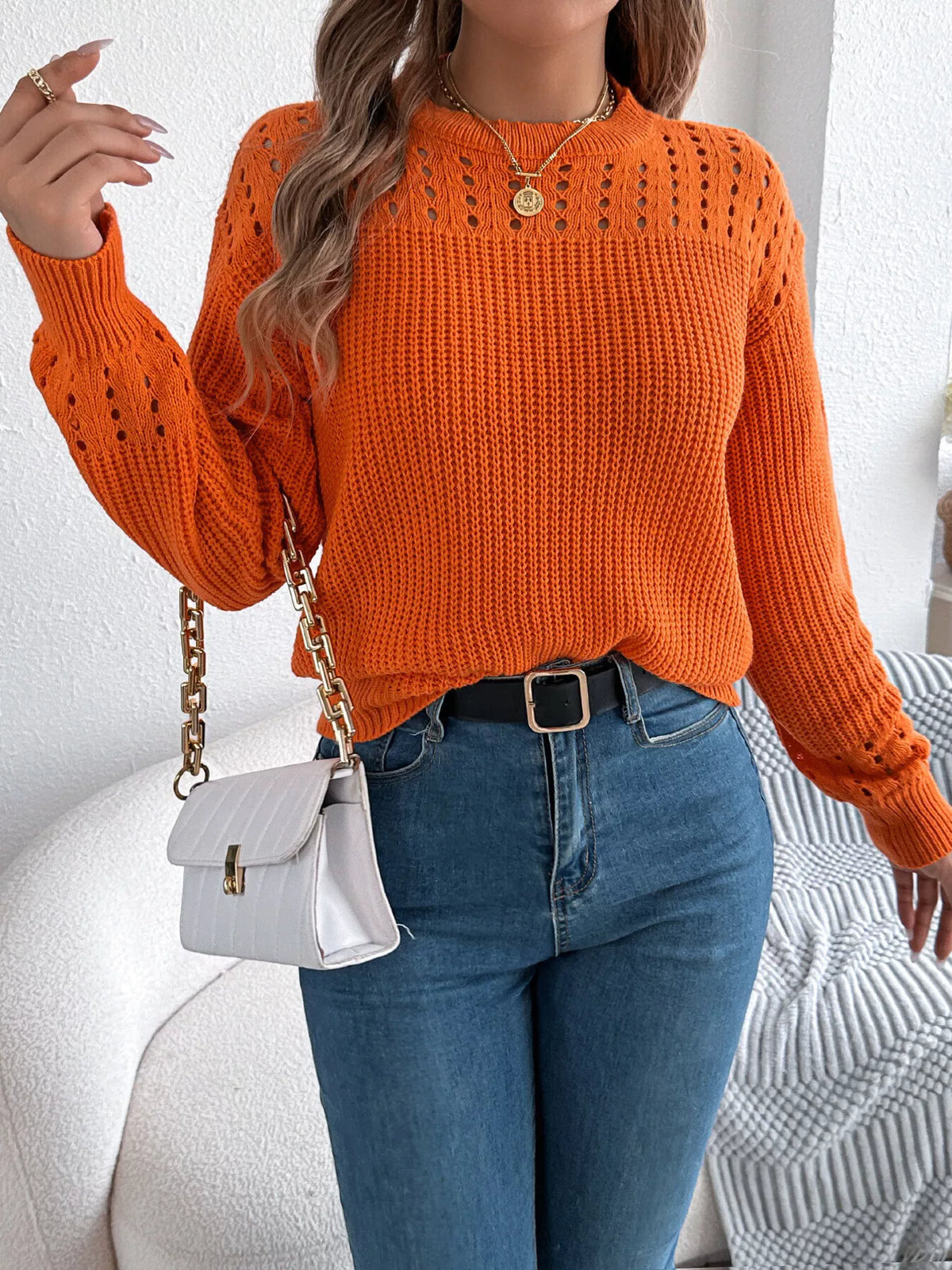 Openwork Cable-Knit Jumper