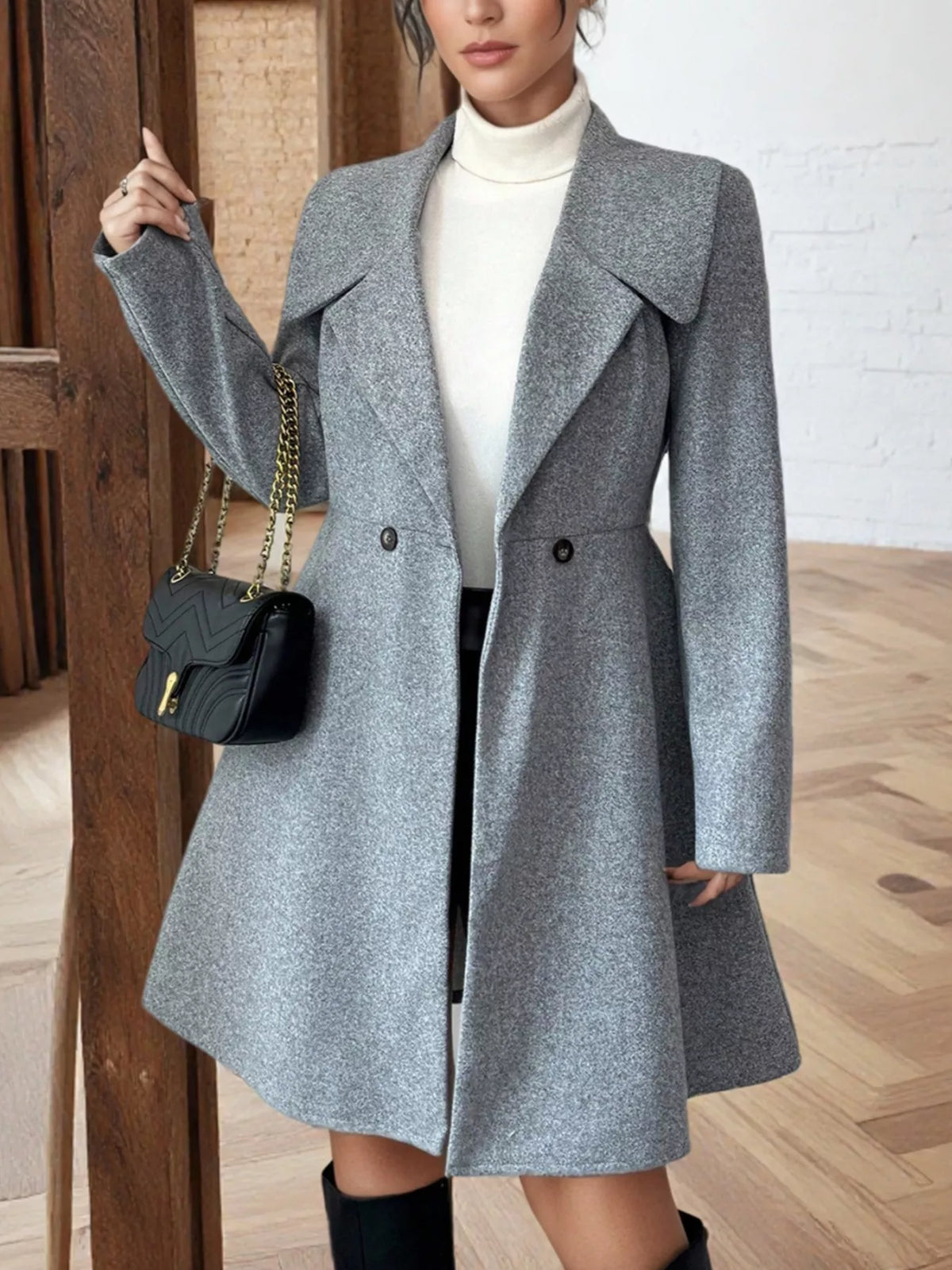 Tailored Double-Breasted Wool-Blend Coat