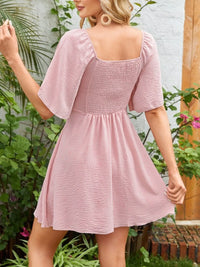 Tie-Front Flutter-Sleeve Beach Dress