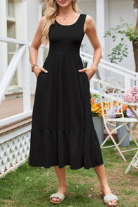 Buttercream Wide-Strap Tank Midi Dress