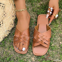 Cobalt Woven Cross-Strap Sandals