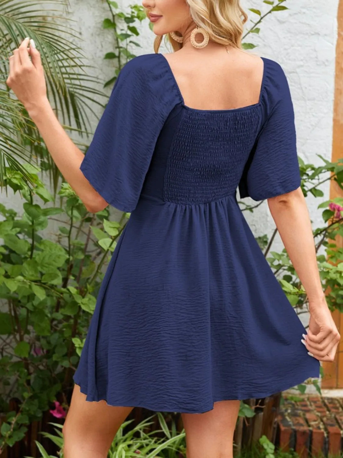 Tie-Front Flutter-Sleeve Beach Dress