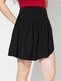 Side-Tie Asymmetric Frill Mini Skirt