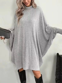 Oversized Ribbed Roll-Neck Jumper Dress