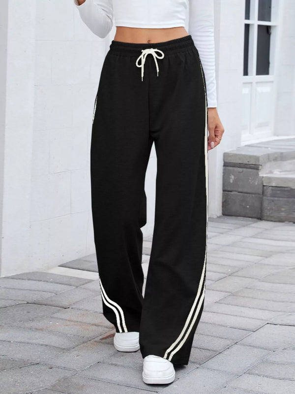 Side-Stripe Wide-Leg Joggers